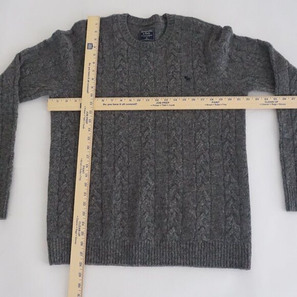 Abercrombie & Fitch Gray Cable Knit Sweater Wool Blend Classic Old Money XL - Picture 3 of 9
